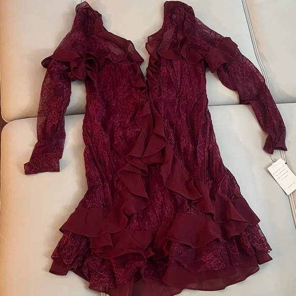 For Love and Lemons Elegant Burgundy Ruffle Dress - Size M - Picture 8 of 10